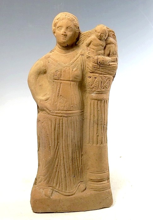 **SOLD** 6150a. Roman Egyptian Terracotta Kourotrophos, probably Isis with Harpocrates.