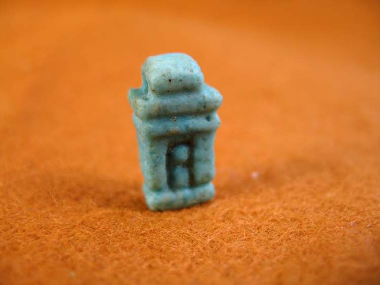 **SOLD** Rare faience amulet: cat in shrine 