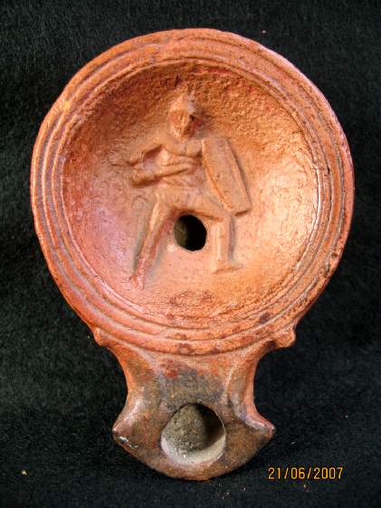  **SOLD** Lovely Roman gladiator lamp