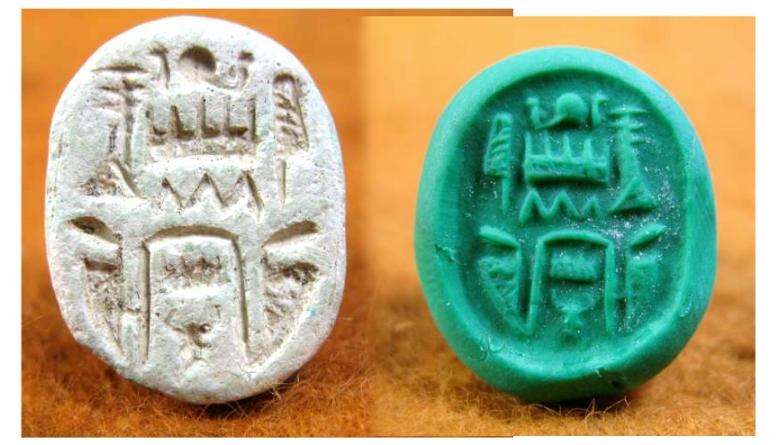**SOLD**  Very interesting  faience motto scarab 
