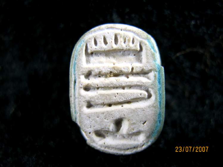  **SOLD** Very interesting faience scarab with private name