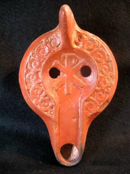 **SOLD** Good early Christian ChiRho oil lamp