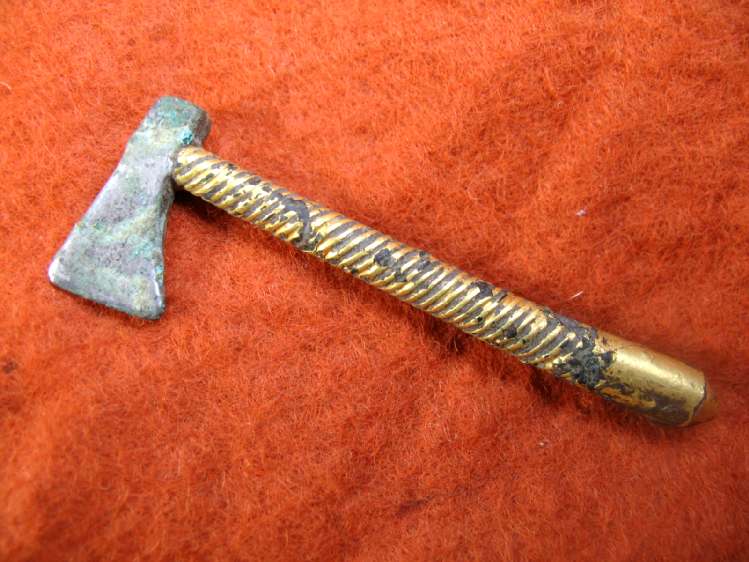 **SOLD**  Fine and unusual silver gilt Celtic votive axe