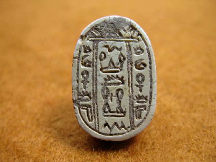 **SOLD** A very finely worked Seconfd Intermediate Period steatite scarab 