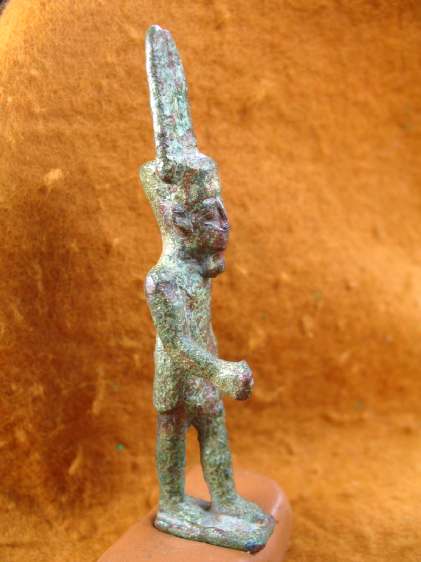 **SOLD**  Egyptian bronze of Amun Re wearing the double plume crown