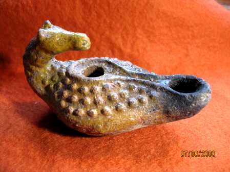 **SOLD** Very fine and very unusual glazed Roman lamp