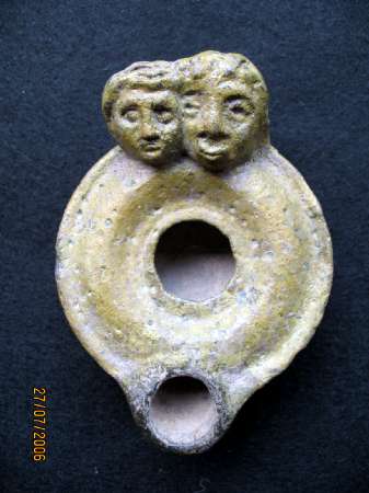  **SOLD** A most unusual Roman glazed lamp