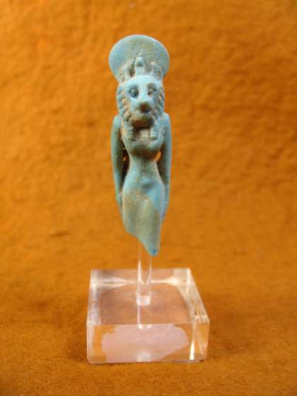  **SOLD** Lovely blue faience amulet of Sekhmet
