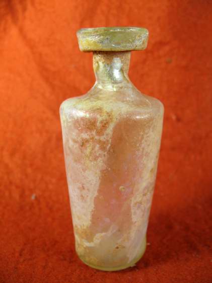 **SOLD**  Particularly nice Roman yellow glass bottle