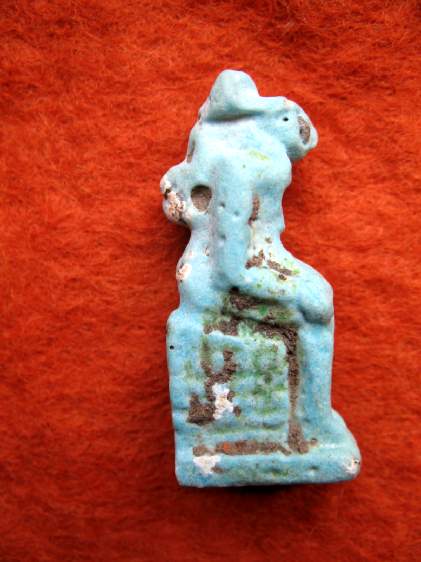 **SOLD** Quite rare faience amulet of seatedd Bastet