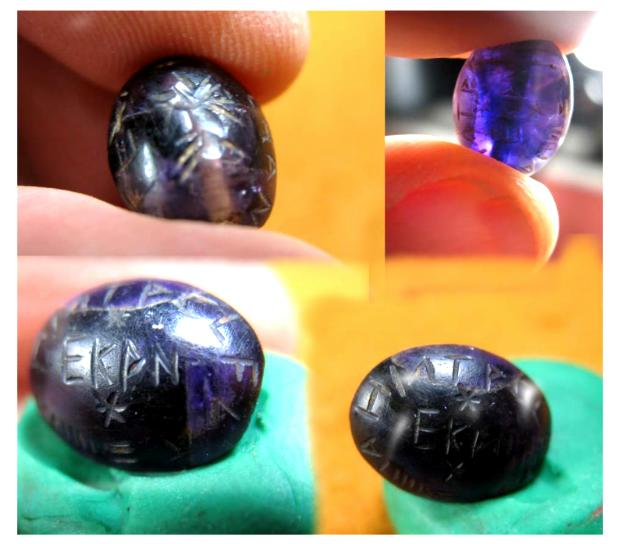 **SOLD** Very interesting inscribed amethyst bead