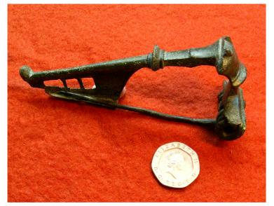 SOLD** Enormous Roman bronze fibula brooch