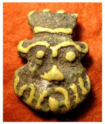 **SOLD** Nice two colour faience amulet of Bes.