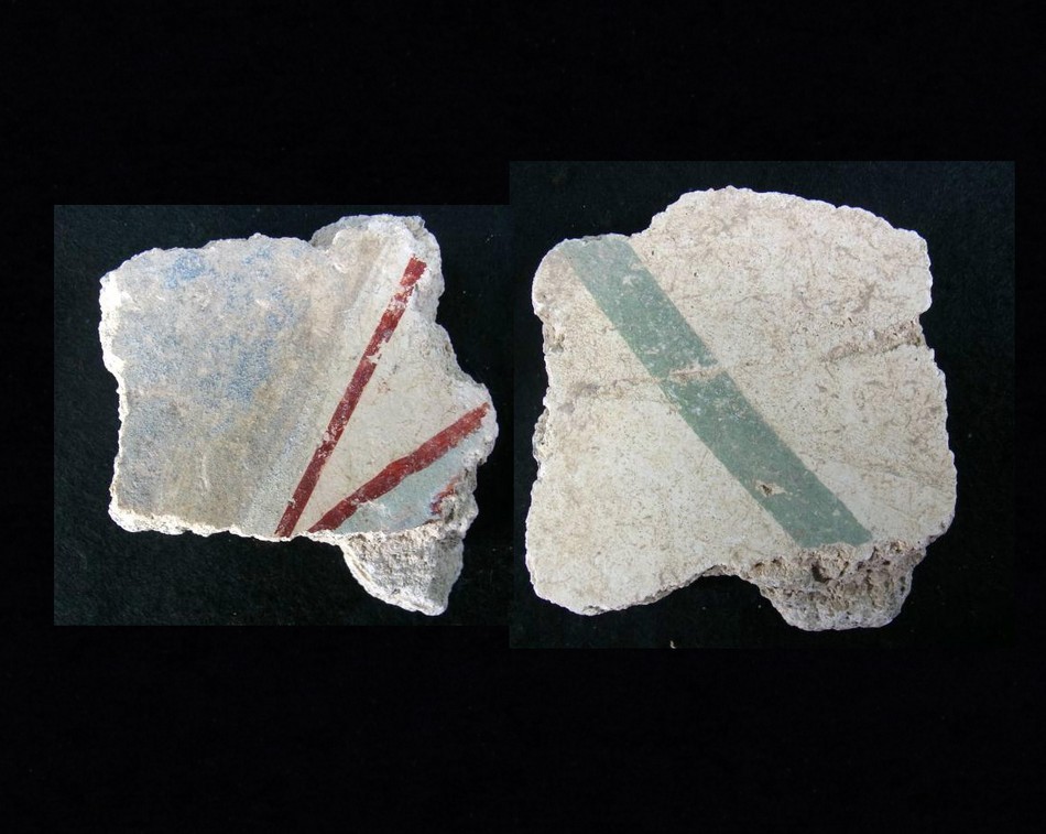 **SOLD** Particularly colourful Roman fresco fragments