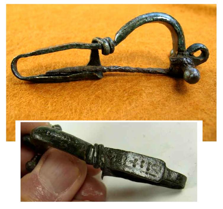 **SOLD**  Rare INSCRIBED Roman fibula