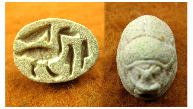 **SOLD**  An unusual faience scarab