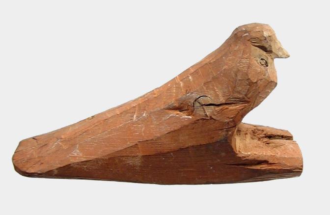 **SOLD** Nice wooden Egyptian funerary falcon; Sokar