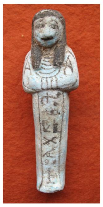 **SOLD** Very fine named Egyptian 19th dynasty faience ushabti: Padjau. 