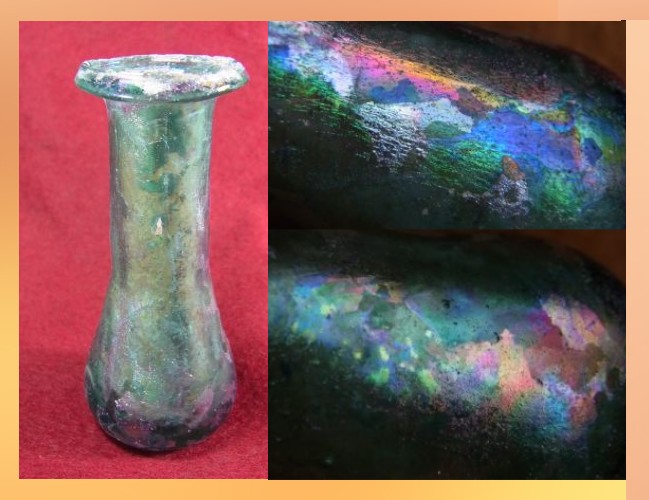  **SOLD** Roman glass bottle with iridescence