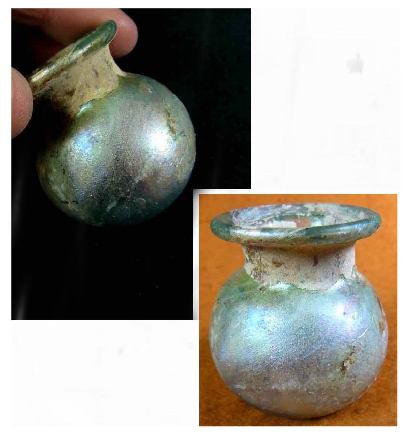 **SOLD**  A lovely aquamarine Roman glass bottle