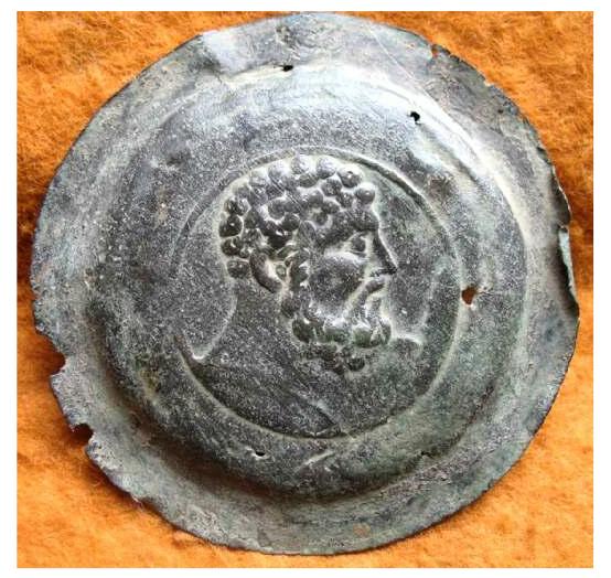 **SOLD**  Large Roman bronze plaque of Hercules