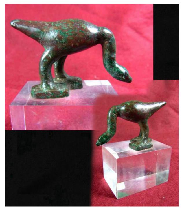  **SOLD**  Lovely, graceful Egyptian bronze goose