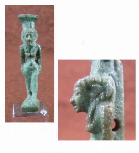  **SOLD** Very fine glossy blue faience amulet of Nephthys.