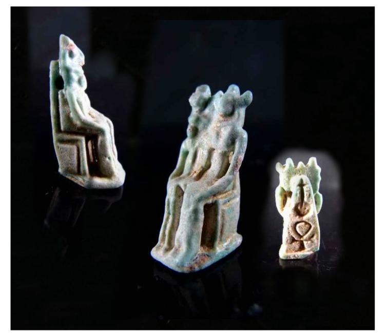 **SOLD** RARE Egyptian faience amulet ; Nefertum and Sekhmet 