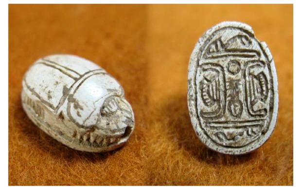 **SOLD** A good Nefer Re scarab with fine back and very good "ivory" surface and fine back