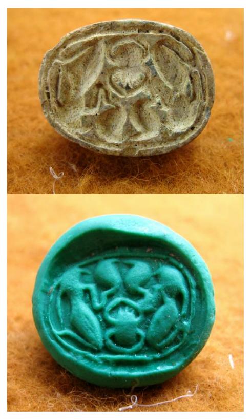  **SOLD** Very good, large, Second Intermediate Period steatite scarab