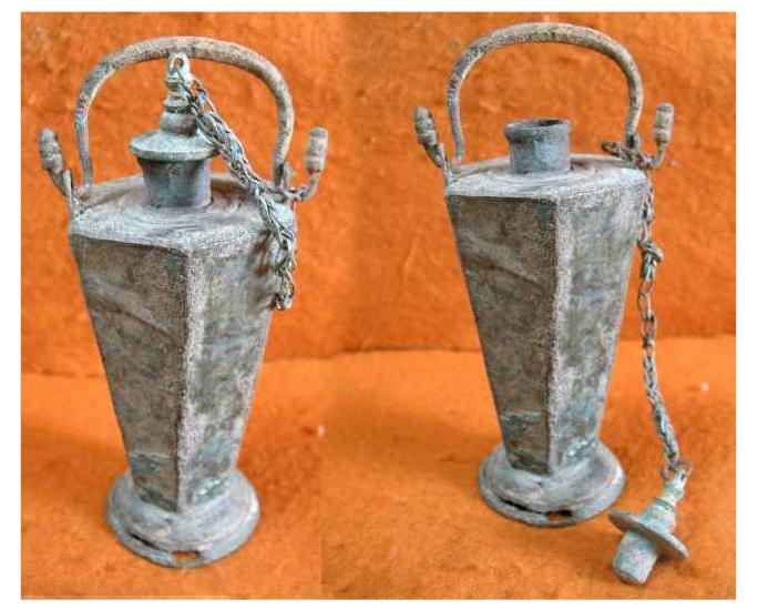  **SOLD** Nice Roman bronze lidded ointment pot