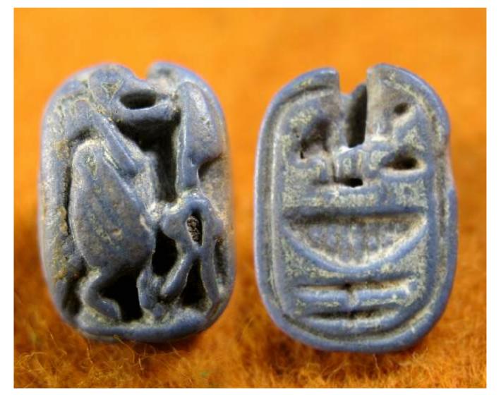  **SOLD** RARE and  fine Egyptian paste New Kingdom scaraboid