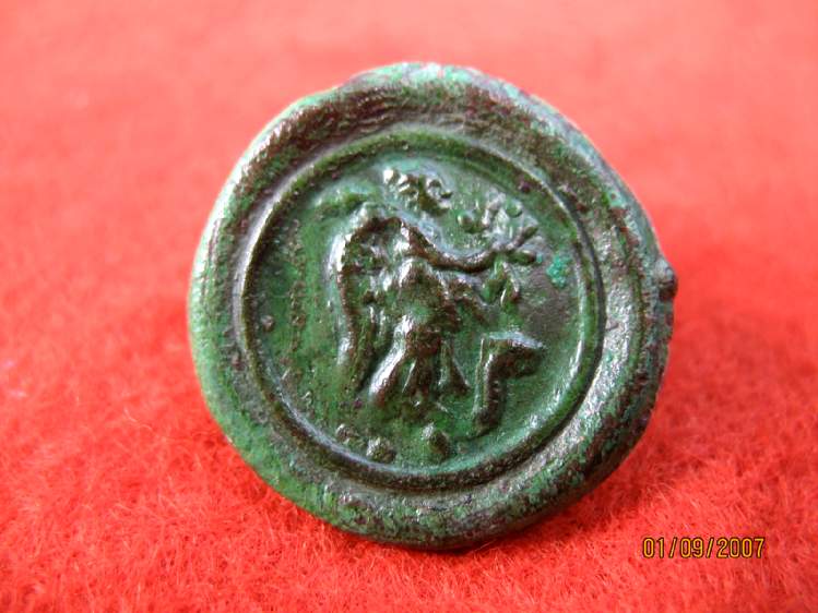 **SOLD**Nice Roman bronze stud with lovely patina 
