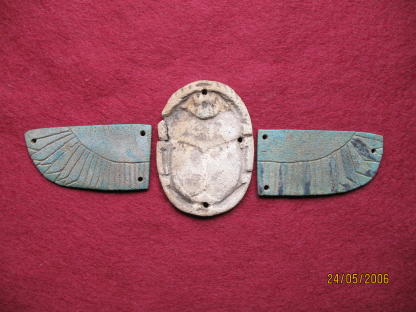 **SOLD** Large flat Egyptian faience scarab.