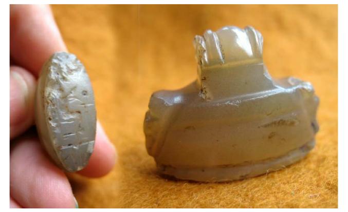 **SOLD** An unusual Neo Assyrian chalcedony stamp seal