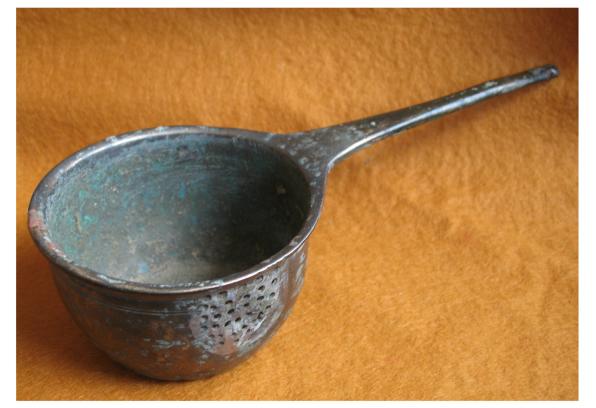 **SOLD** Very fine early Roman bronze strainer pot